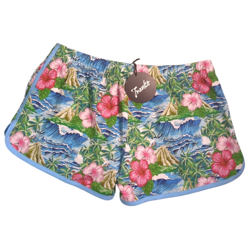 FRANKS AUSTRALIA Oahu Hawaiian Tropical Print Board Shorts SZ L NEW - Picture 2 of 4